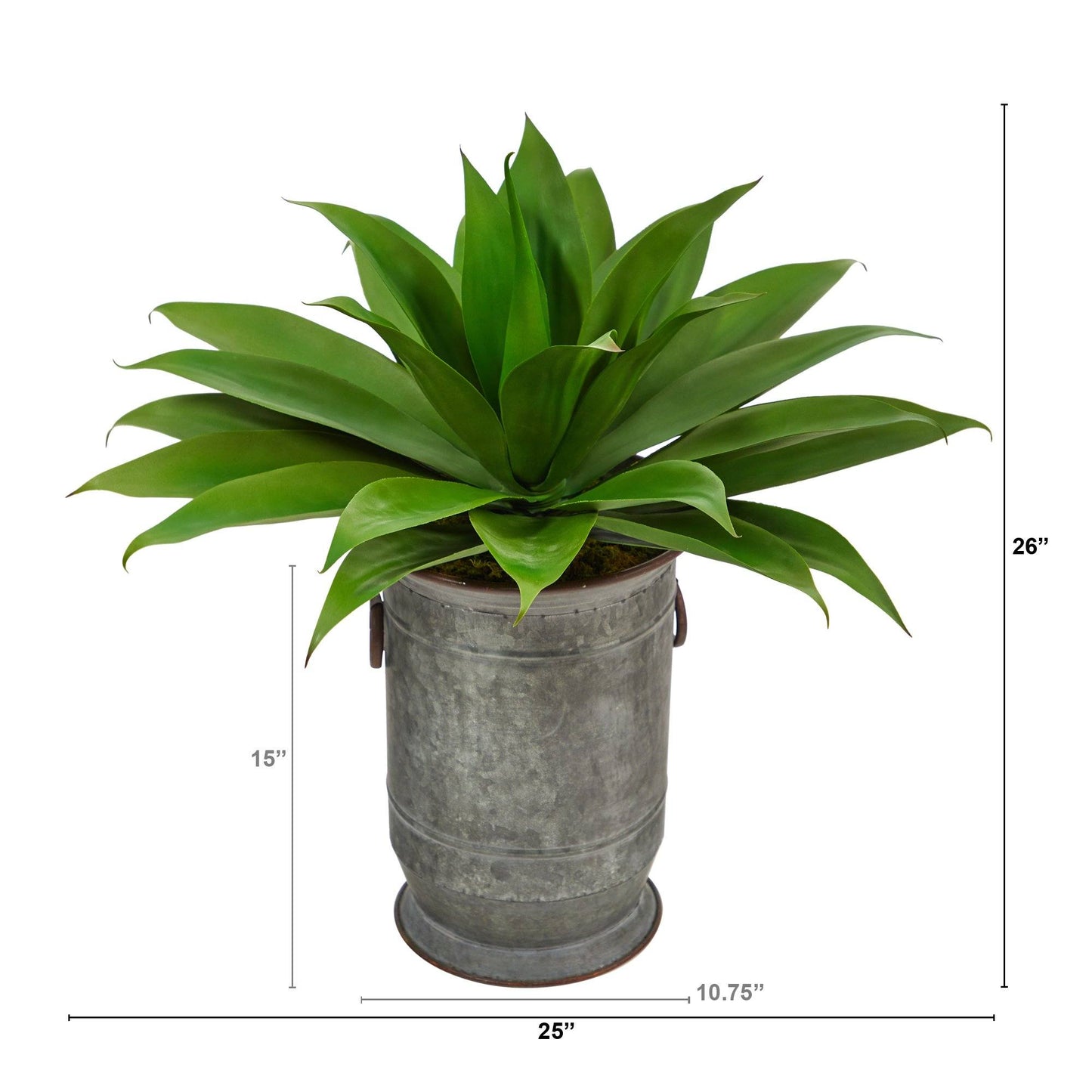 26” Agave Succulent Artificial Plant in Vintage Metal Planter