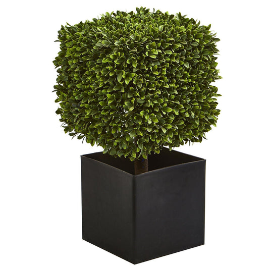 Planta artificial de boj de 27” en macetero negro (interior/exterior)