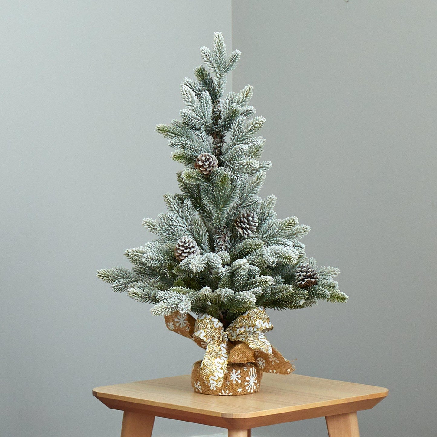 28” Flocked Artificial Christmas Tree with Pine Cones