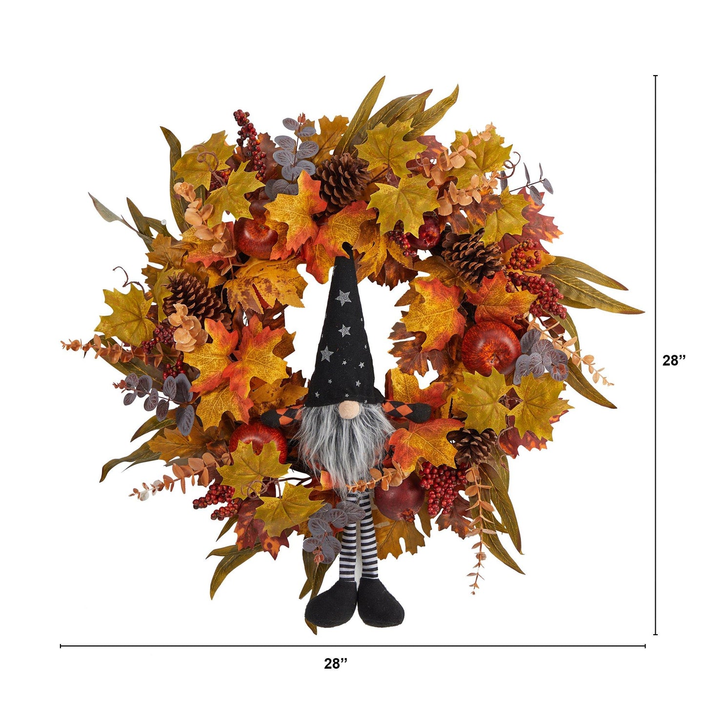 Couronne d'automne artificielle de 28 po Harvest Fall Gnome