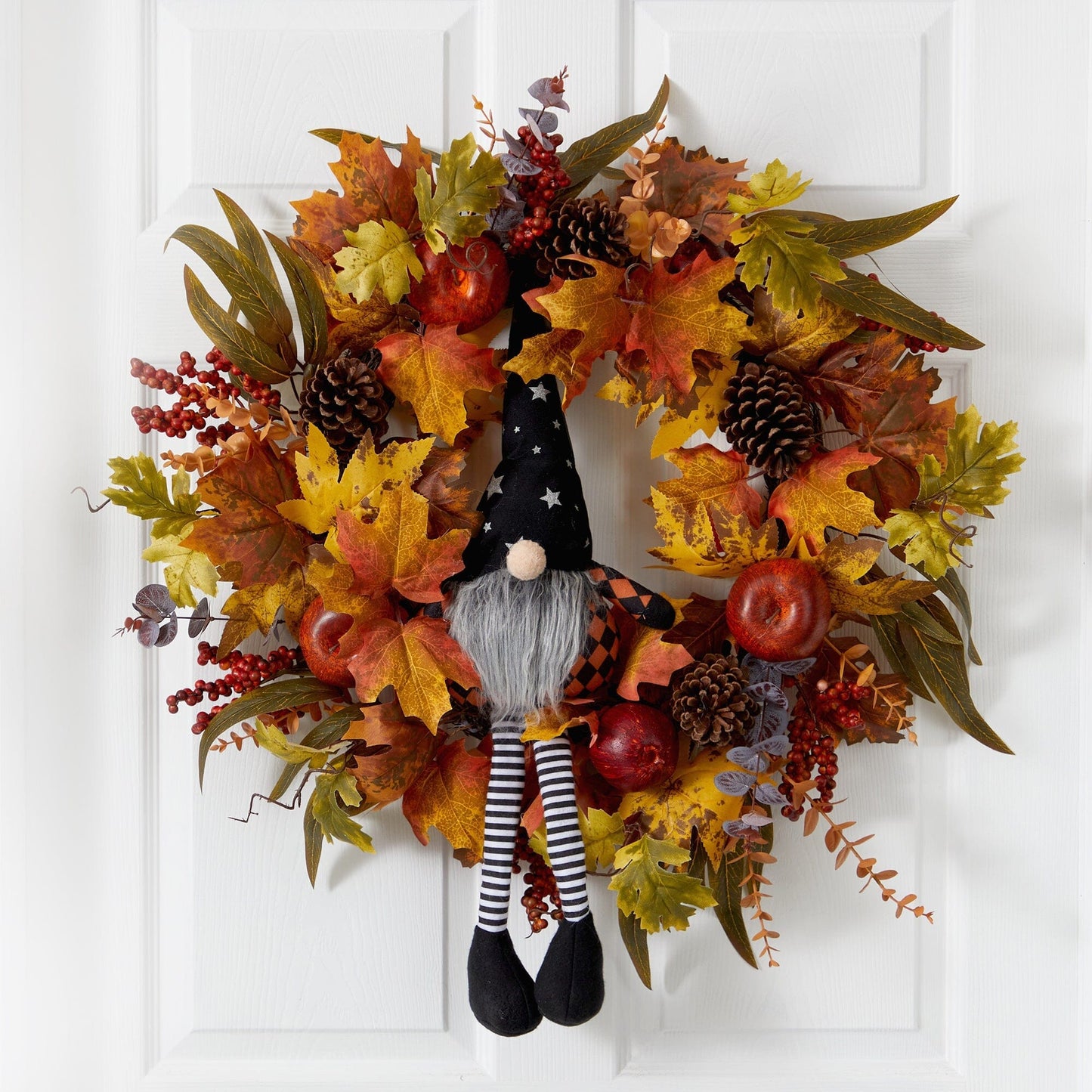 Couronne d'automne artificielle de 28 po Harvest Fall Gnome