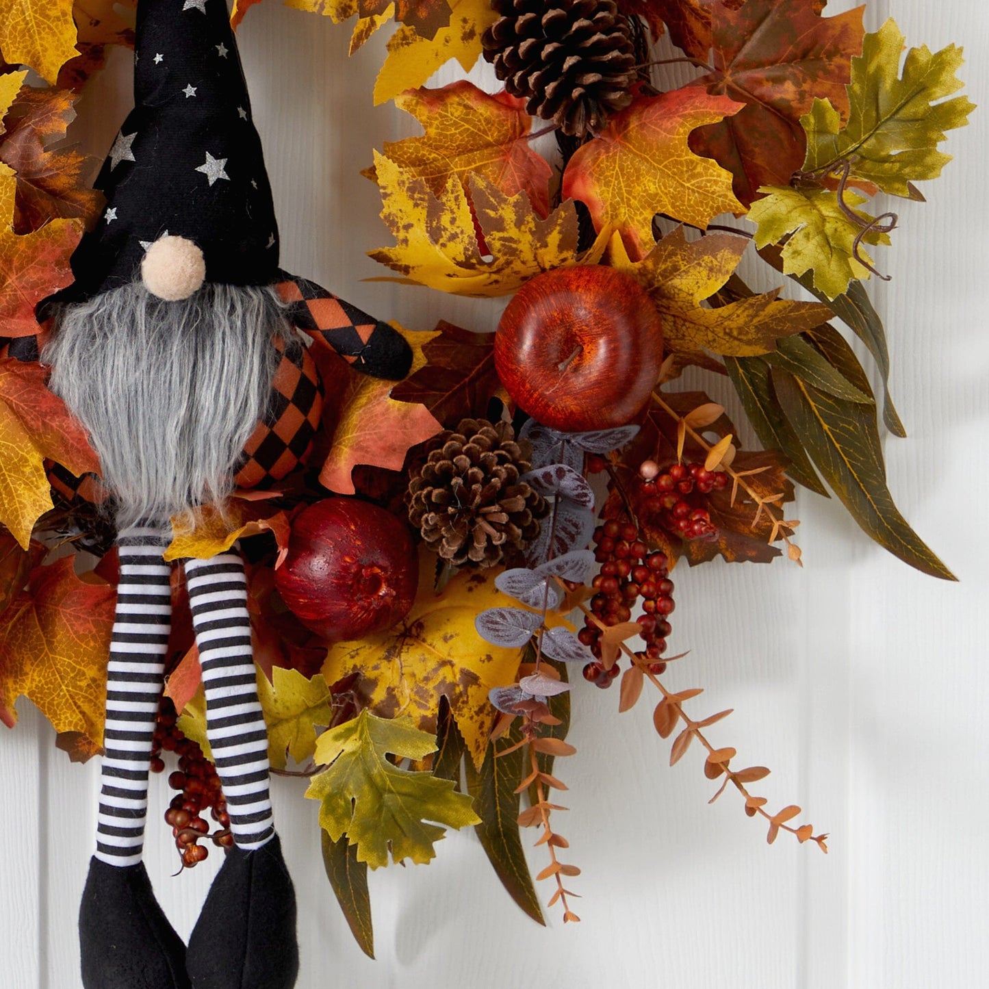 Couronne d'automne artificielle de 28 po Harvest Fall Gnome