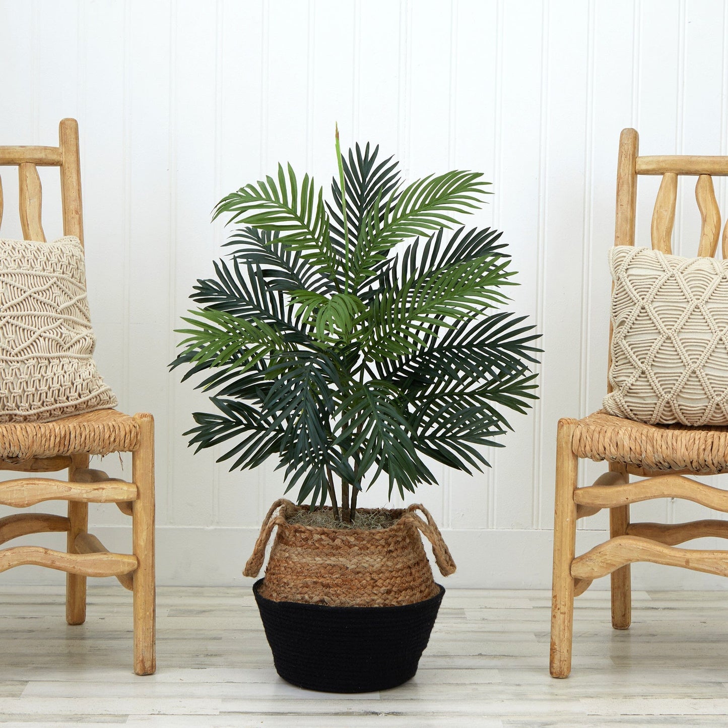 Palmier Areca artificiel de 3 pi avec panier en jute et coton fait main KIT DE BRICOLAGE