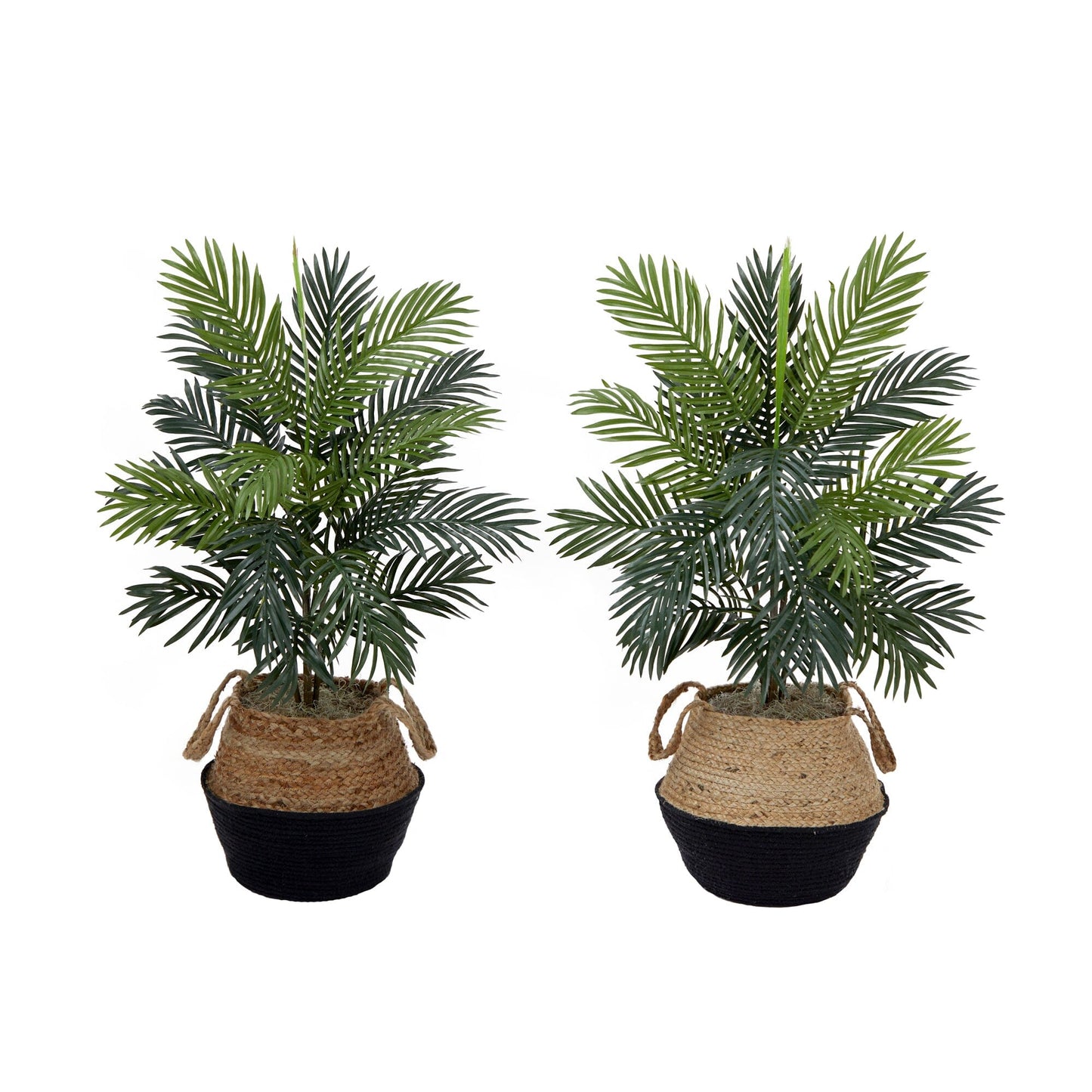 Palmera areca artificial de 3 pies con cesta de yute y algodón hecha a mano, kit de bricolaje (juego de 2)