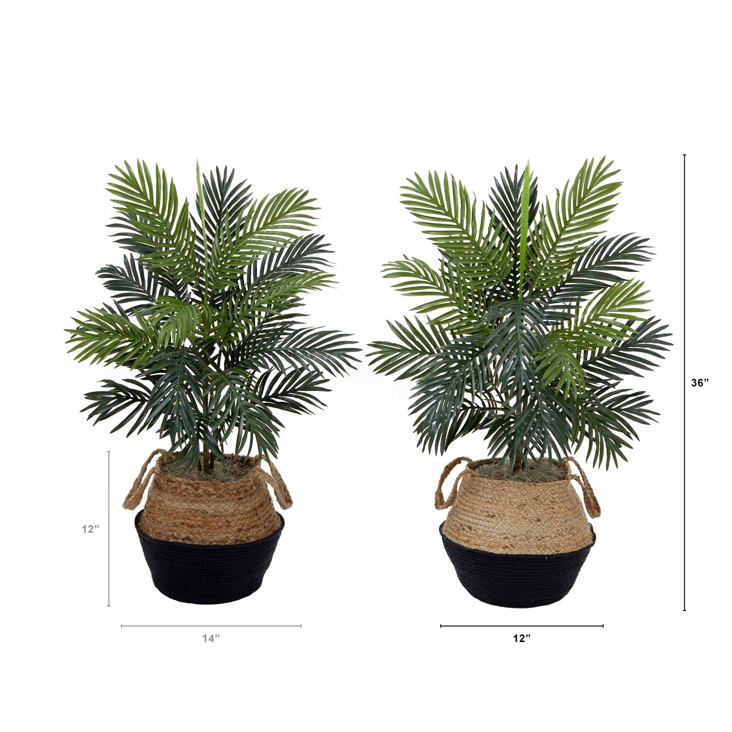 Palmera areca artificial de 3 pies con cesta de yute y algodón hecha a mano, kit de bricolaje (juego de 2)