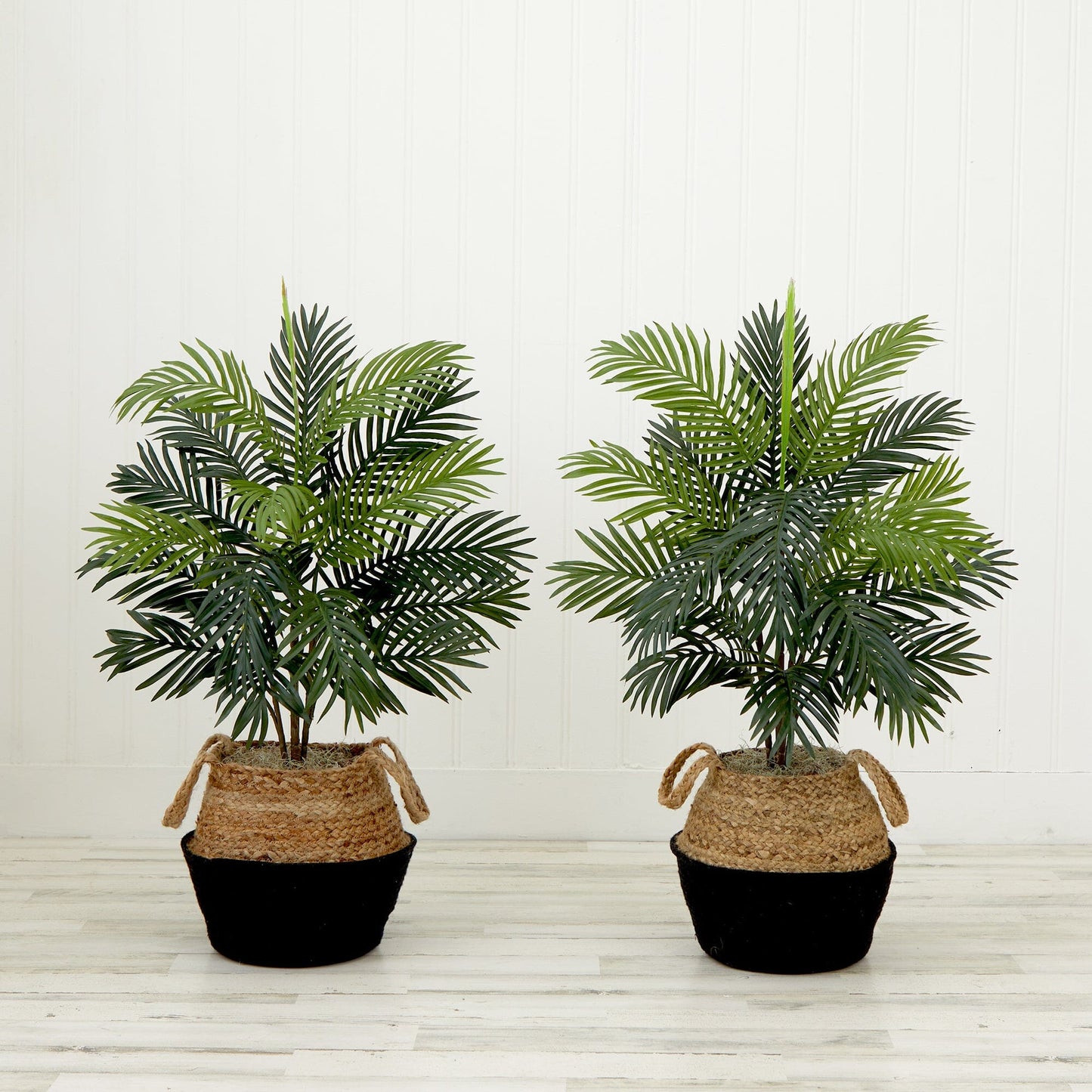 Palmera areca artificial de 3 pies con cesta de yute y algodón hecha a mano, kit de bricolaje (juego de 2)