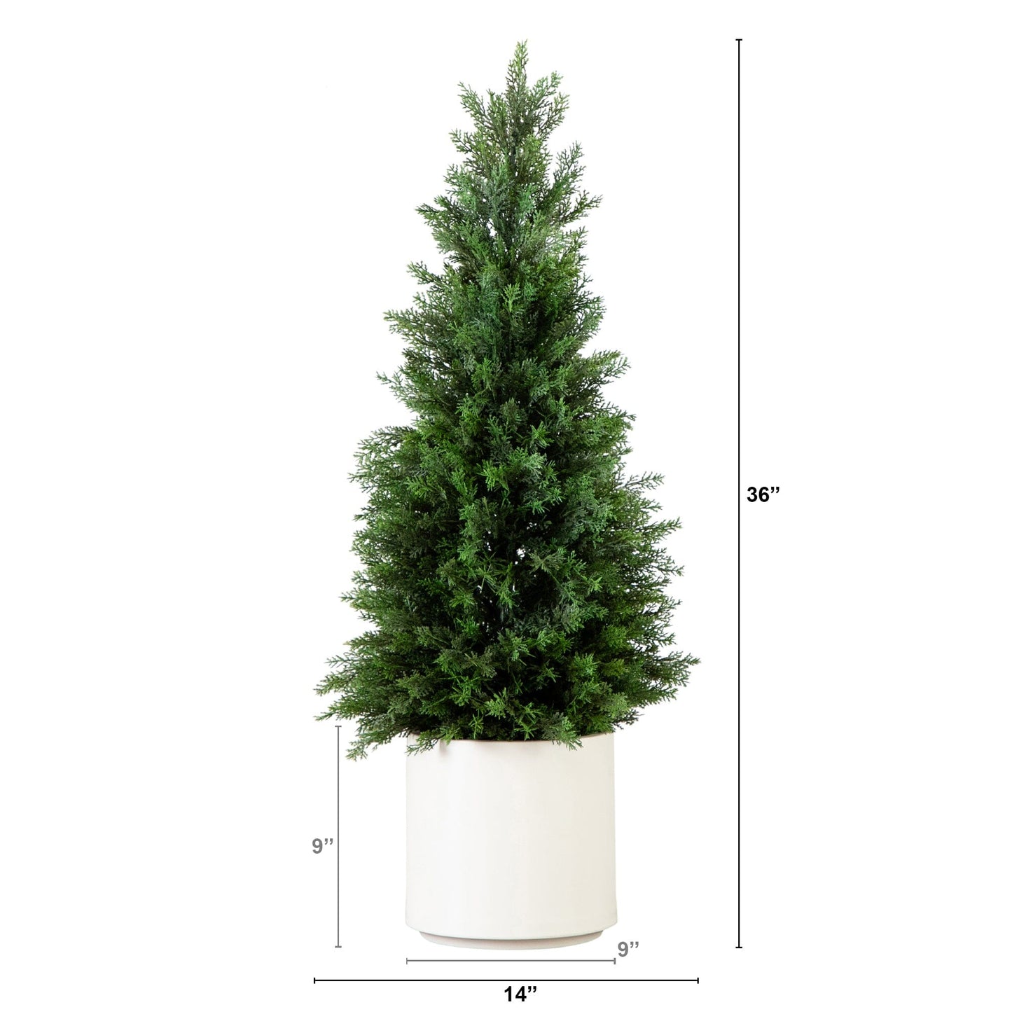 3’ Artificial Cedar Tree in White Planter UV Resistant (Indoor/Outdoor)