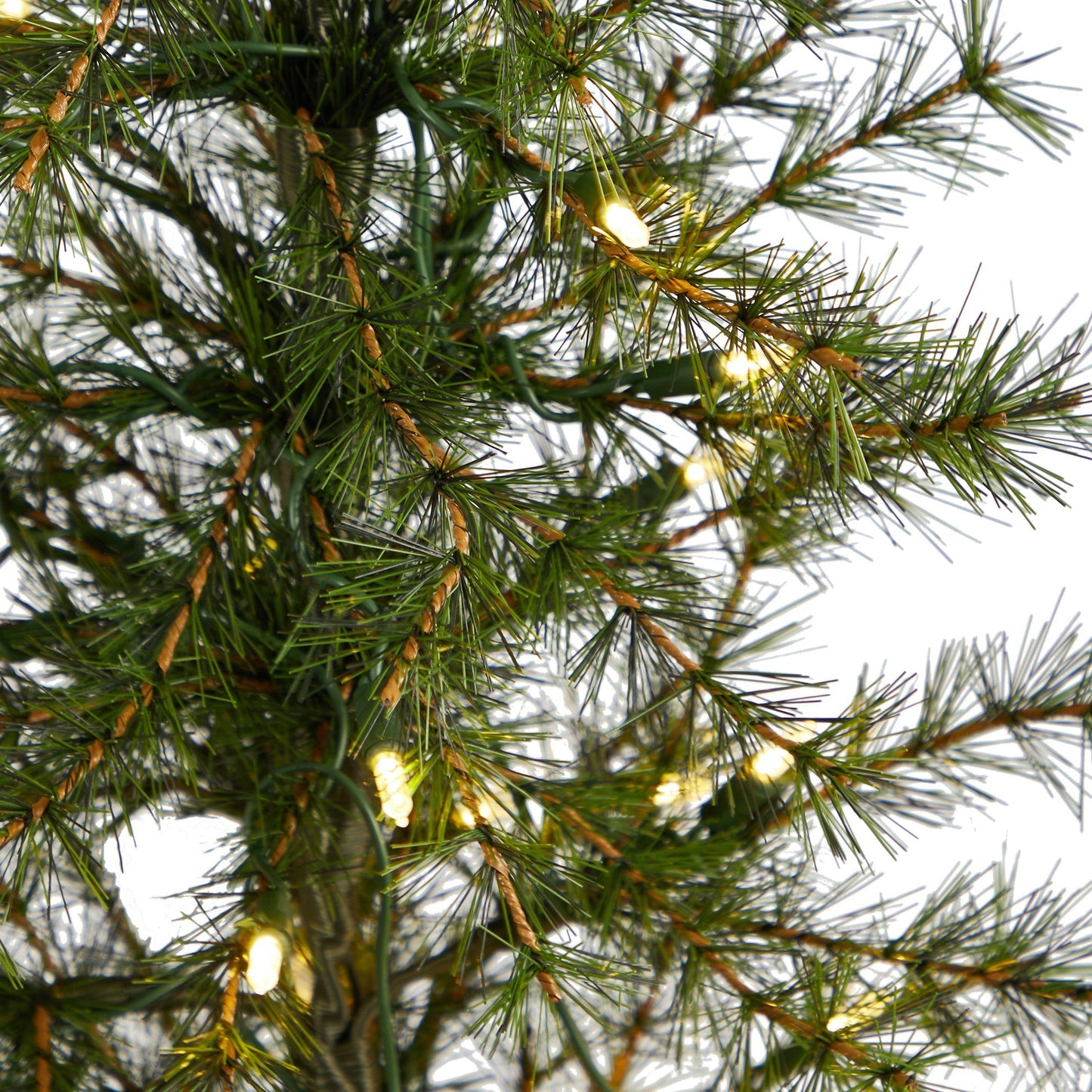 3’ Artificial Christmas Tree with 50 Clear LED Lights Set in a Burlap Base - Green - Nearly Natural