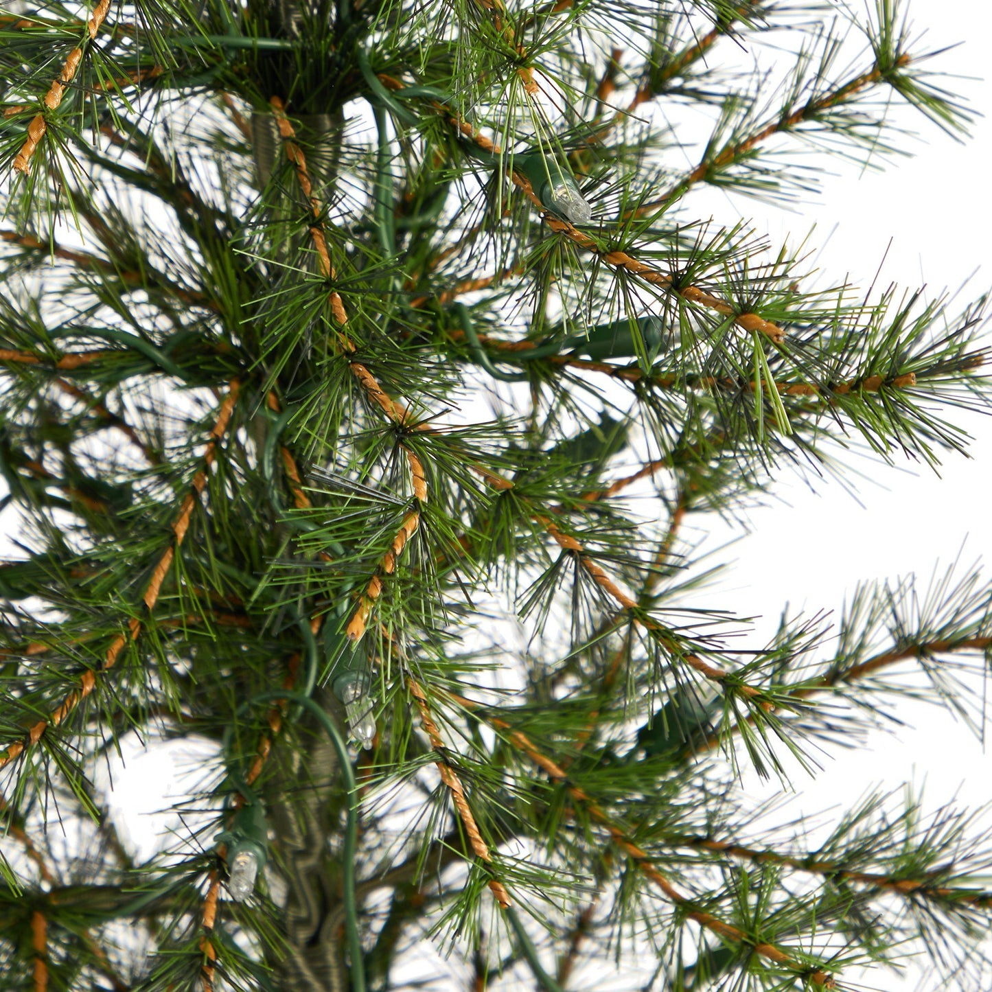 3’ Artificial Christmas Tree with 50 Clear LED Lights Set in a Burlap Base - Green - Nearly Natural