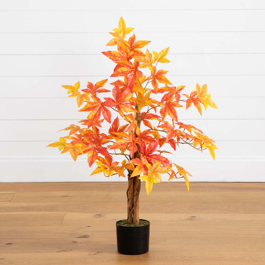 3’ Autumn Deluxe Maple Artificial Fall Tree