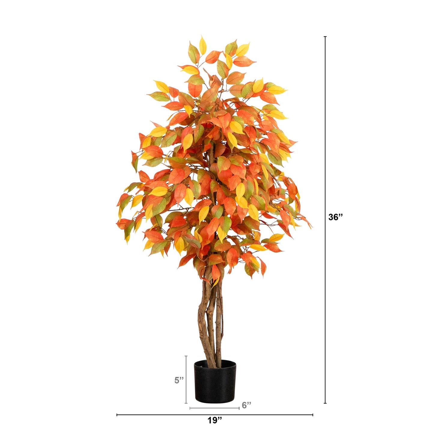 Ficus otoñal artificial de 3 pies