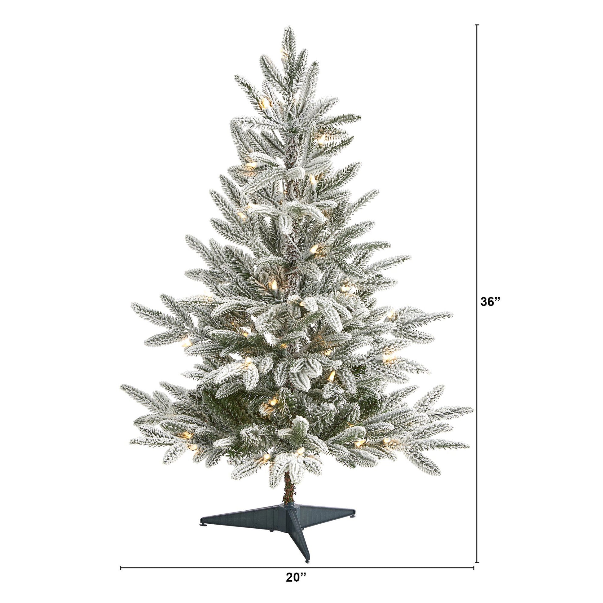 3’ Flocked Manchester Spruce Artificial Christmas Tree with 50 Lights and 133 Bendable Branches - Nearly Natural