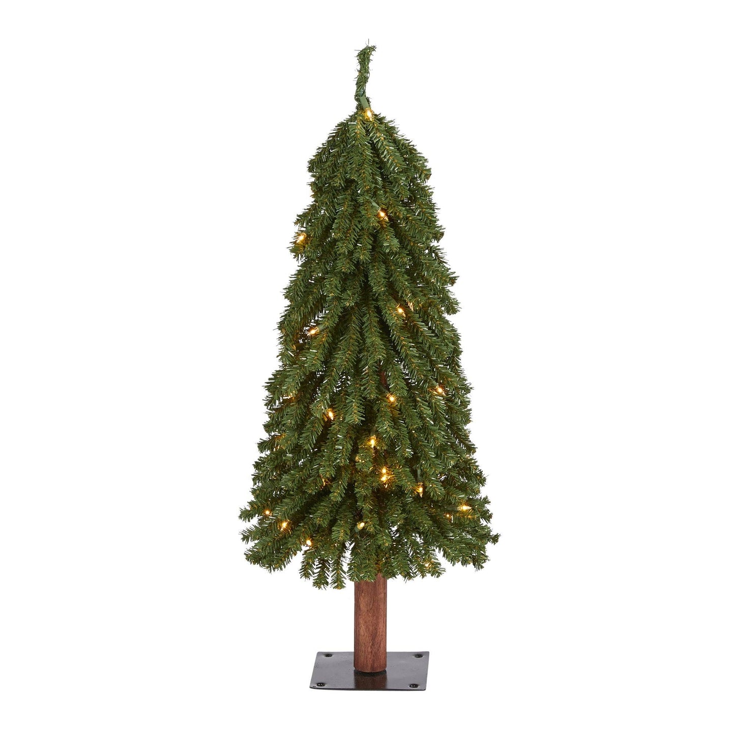 Árbol de Navidad artificial Grand Alpine de 3 pies con 50 luces transparentes y 193 ramas flexibles sobre tronco natural