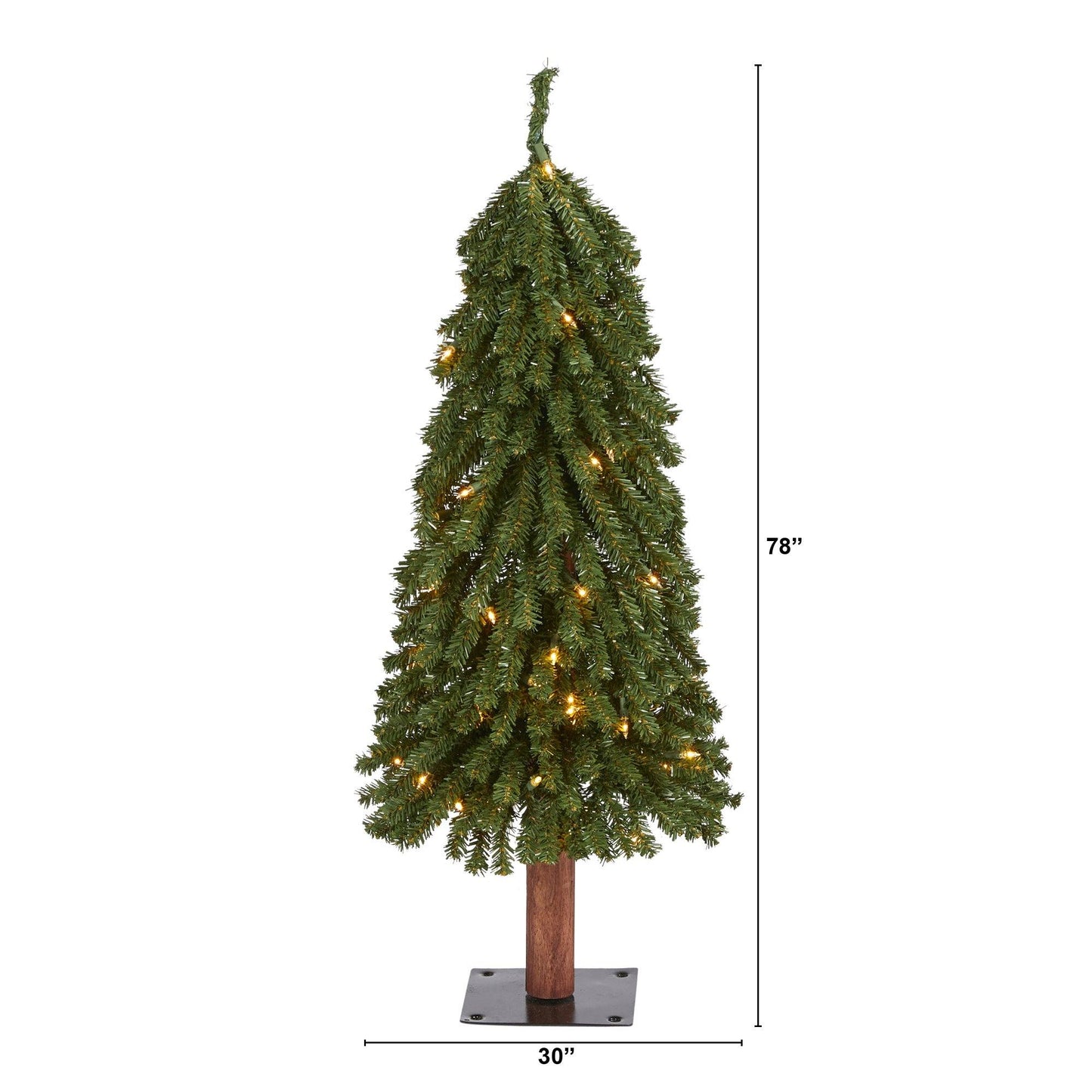 Árbol de Navidad artificial Grand Alpine de 3 pies con 50 luces transparentes y 193 ramas flexibles sobre tronco natural