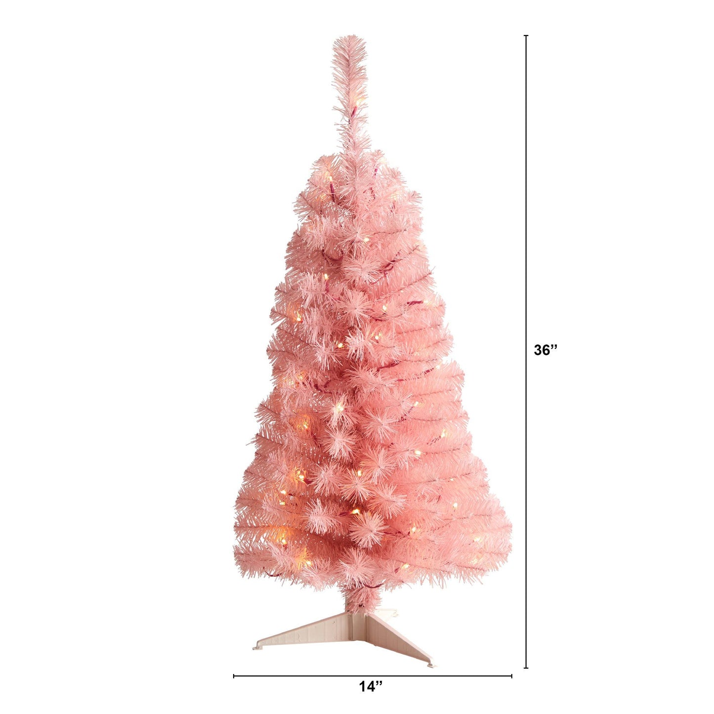 3’ Pink Artificial Christmas Tree with 50 LED Lights and 118 Bendable Branches - Pink - Nearly Natural