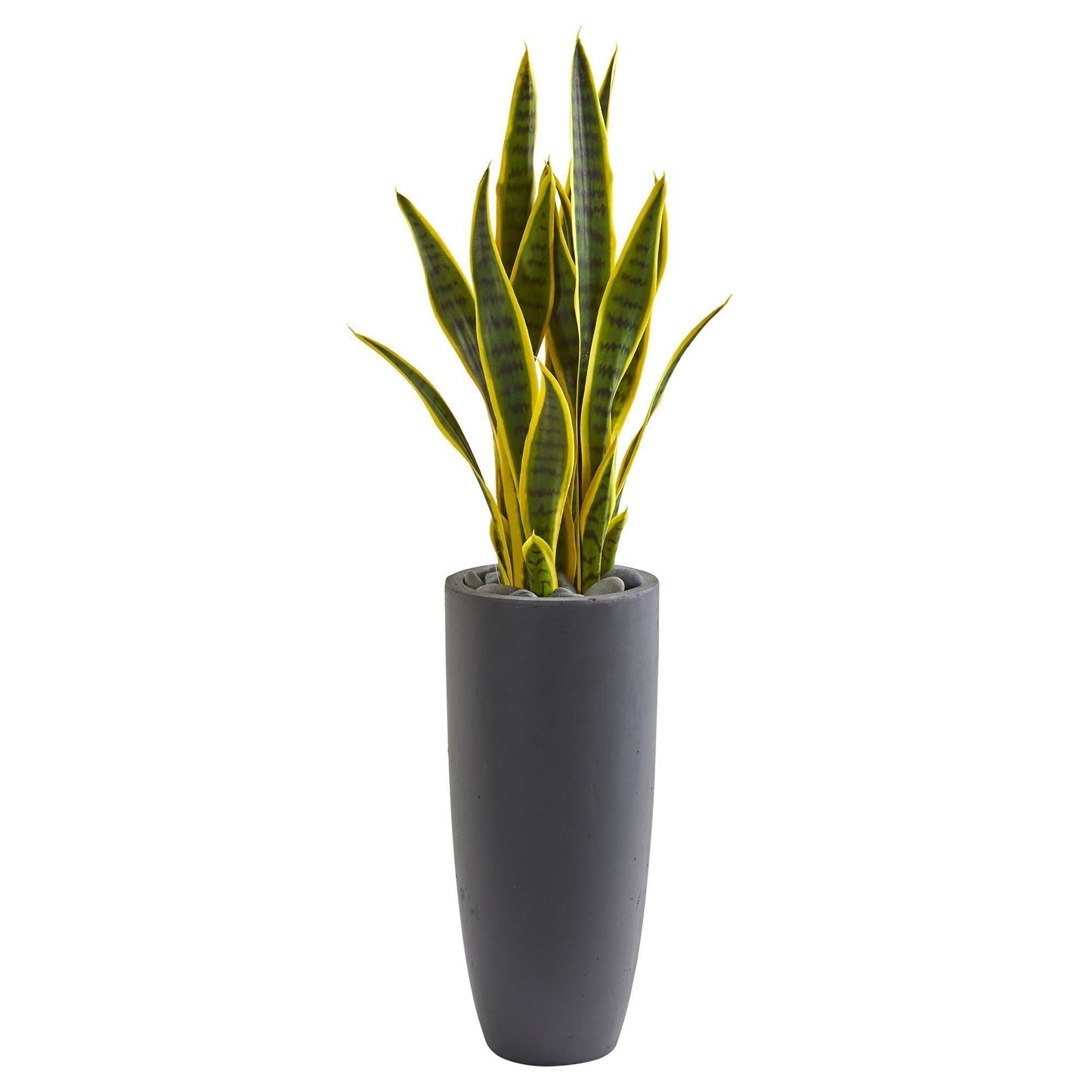 Plante artificielle Sansevieria de 3 pi dans un pot à balles gris