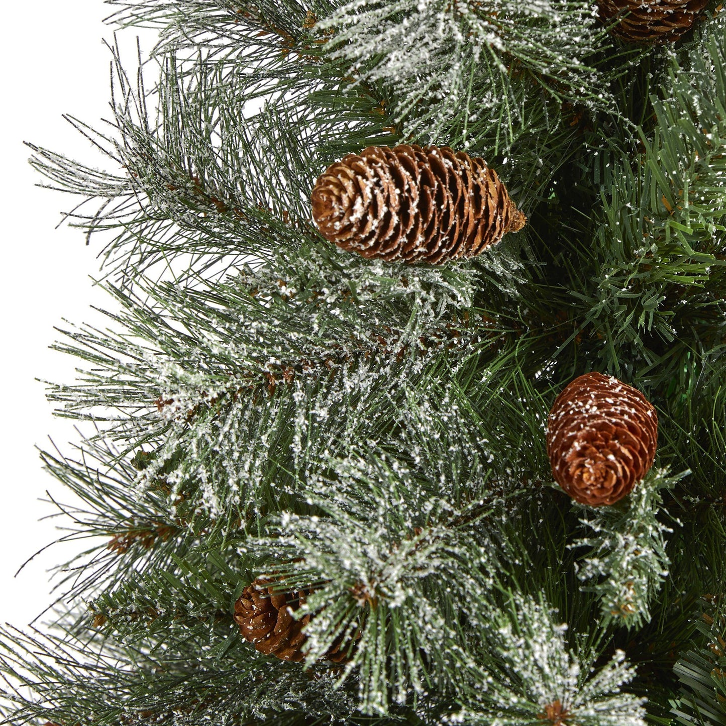 Árbol de Navidad artificial de pino de montaña de los Alpes franceses nevados de 3 pies con 135 ramas flexibles y piñas