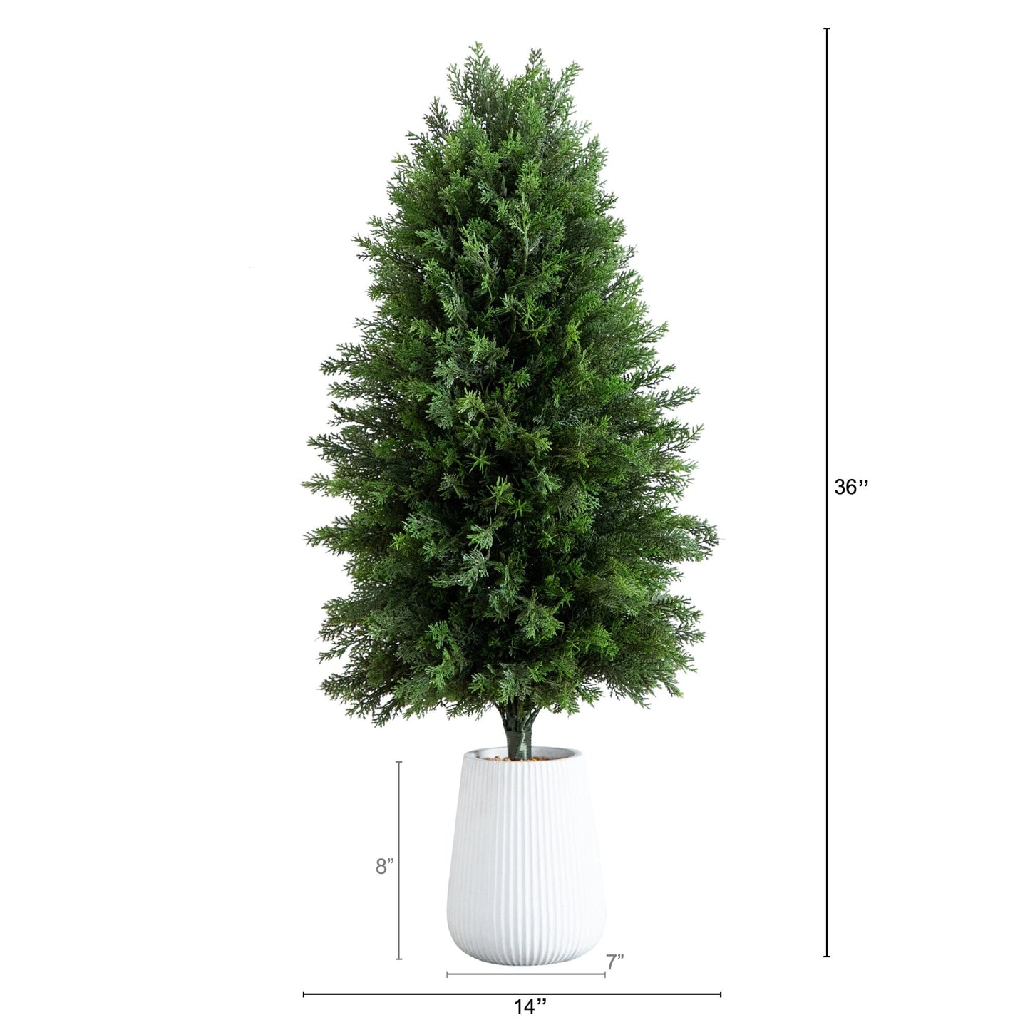 3’ UV Resistant Artificial Cedar Tree in Decorative White Planter (Indoor/Outdoor)