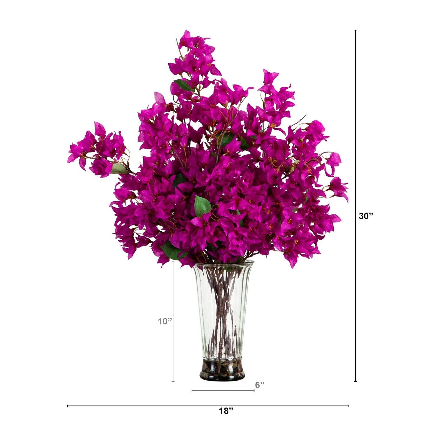 30” Artificial Bougainvillea Arrangement in Glass Vase