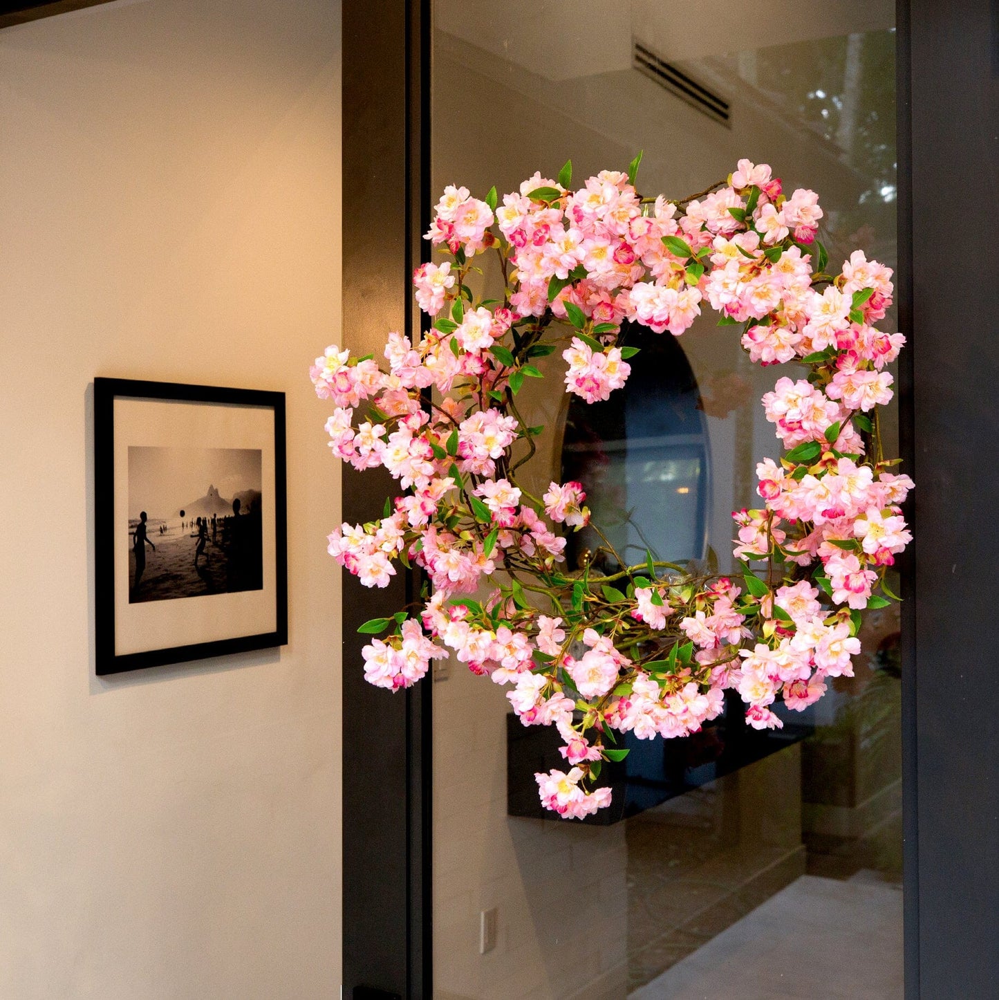 30” Artificial Pink Cherry Blossom Wreath