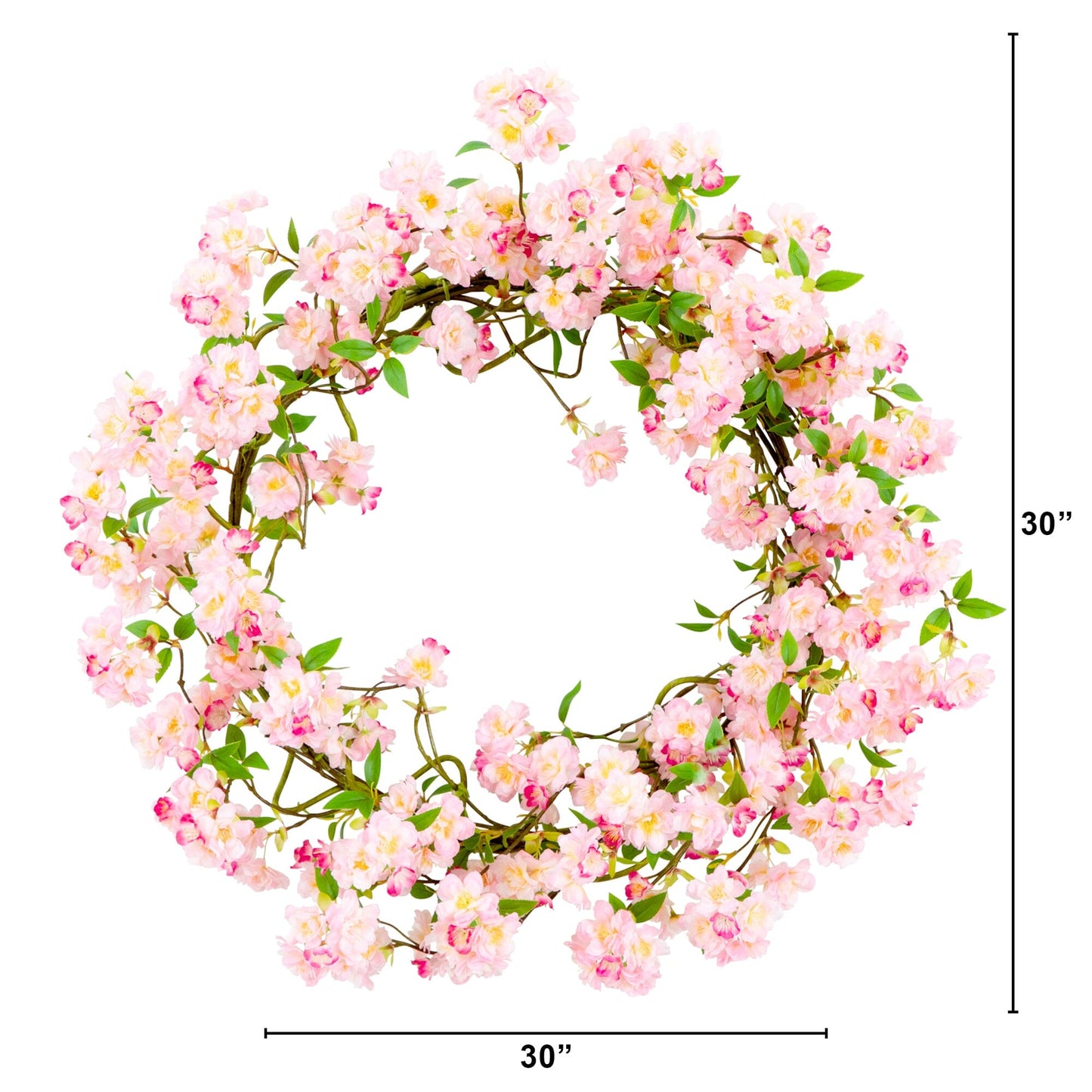 30” Artificial Pink Cherry Blossom Wreath