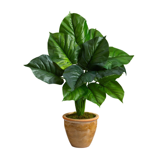 30” Large Philodendron Leaf Artificial Plant in Decorative Planter