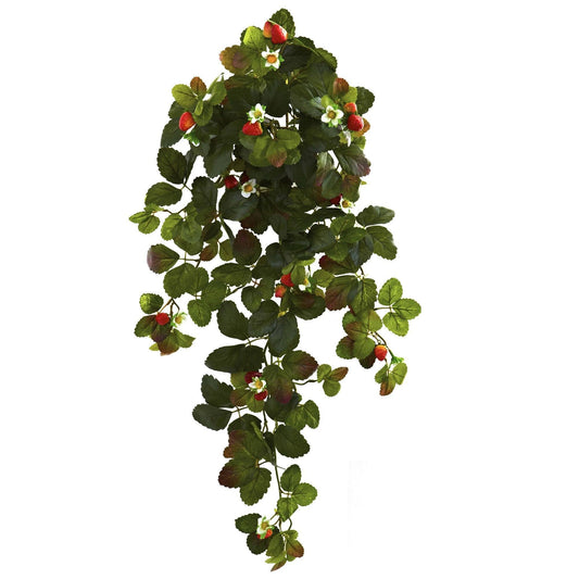 31” Strawberry Hanging Bush with  Berry (Set of 2)