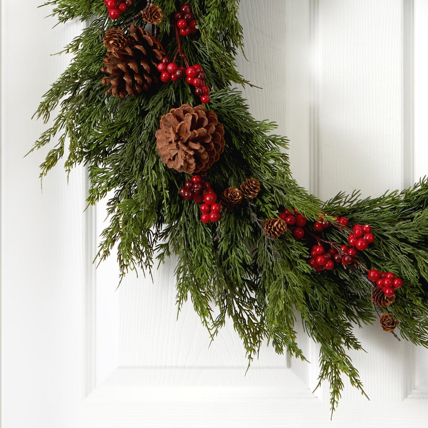 32'' Cypress with Berries and Pine Cones Artificial Wreath