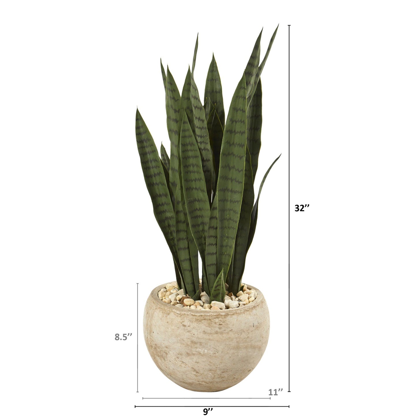 32” Sansevieria Artificial Plant in Sand Colored Planter