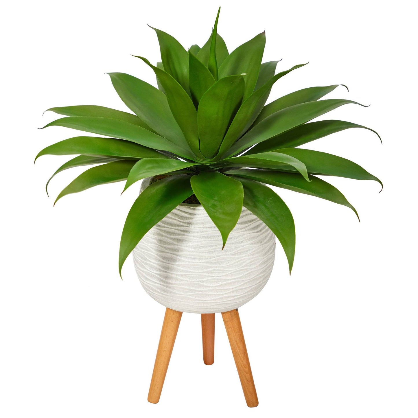 33” Agave Succulent Artificial Plant in White Planter with Stand