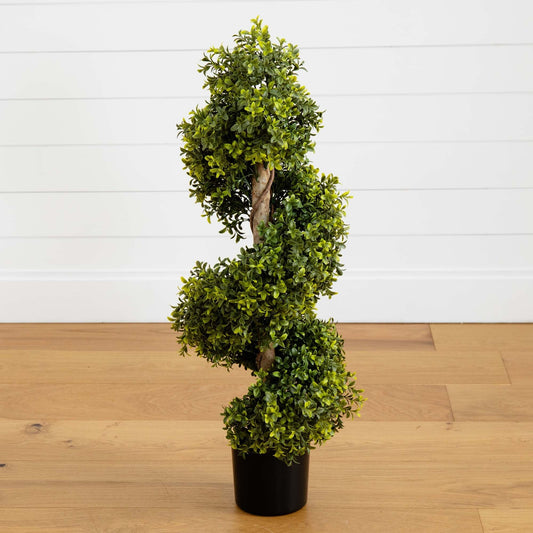 33” Boxwood Topiary Spiral Artificial Tree (Indoor/Outdoor)