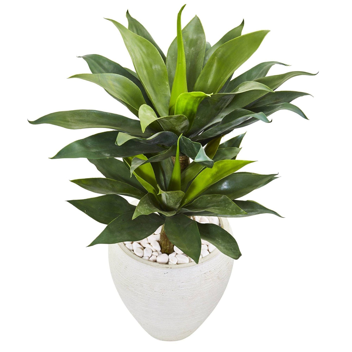 33” Double Agave Succulent Artificial Plant in White Planter