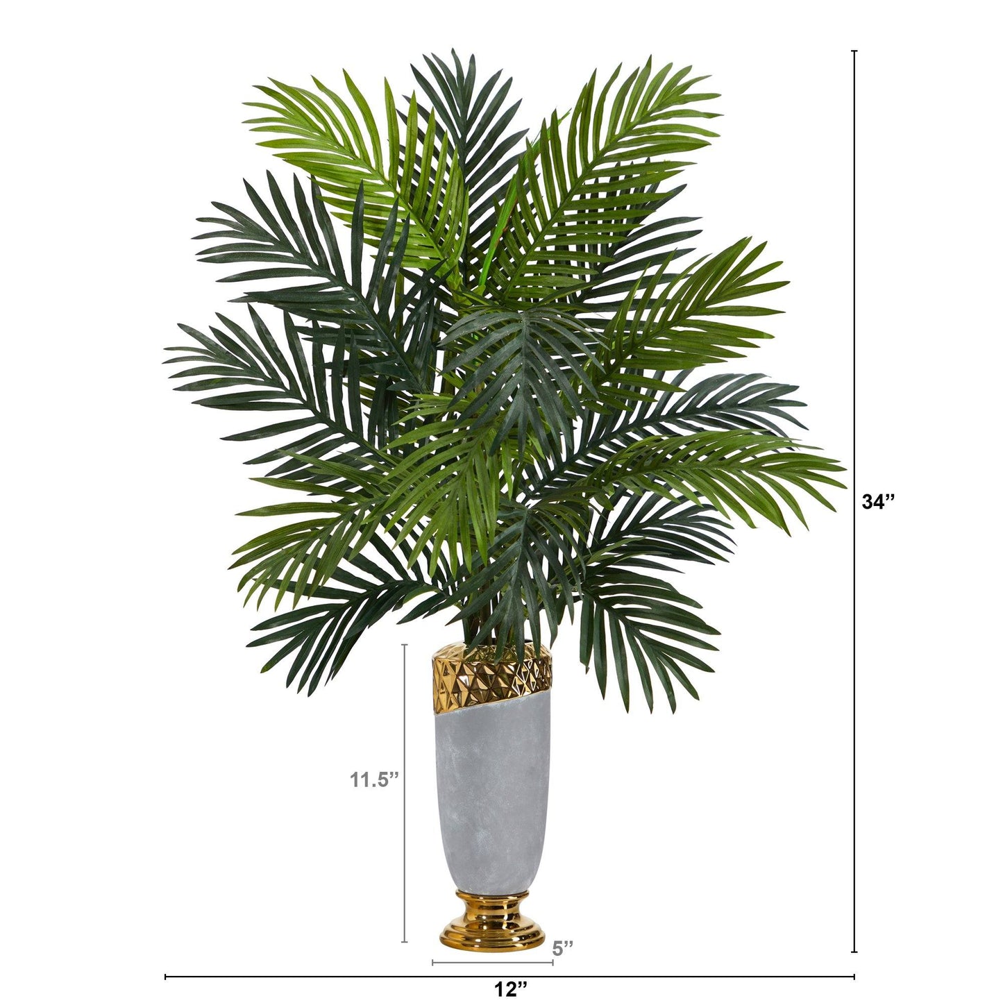 Planta artificial de palma areca de 34” en macetero de diseño