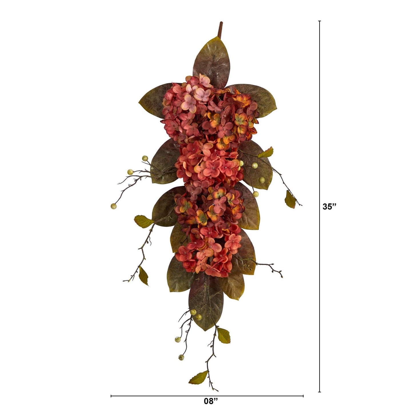 Hortensia d'automne artificiel de 35 po et baies en forme de larme