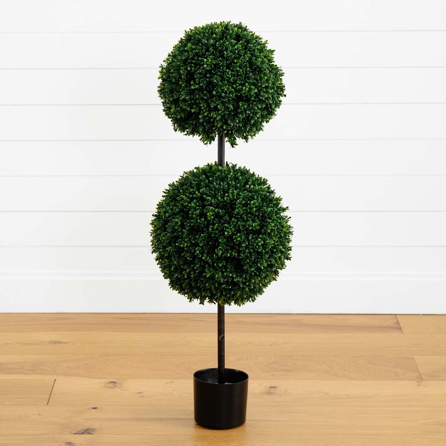 Arbre topiaire artificiel à double boule de buis de 3,5 pi résistant aux UV (intérieur/extérieur)