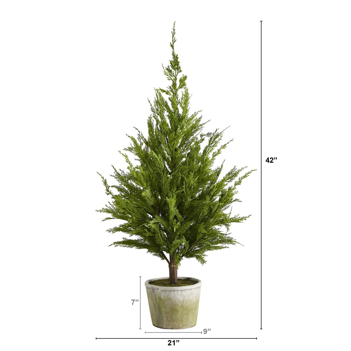 Árbol artificial de pino cedro de 3,5 pies con “aspecto natural” en maceta decorativa