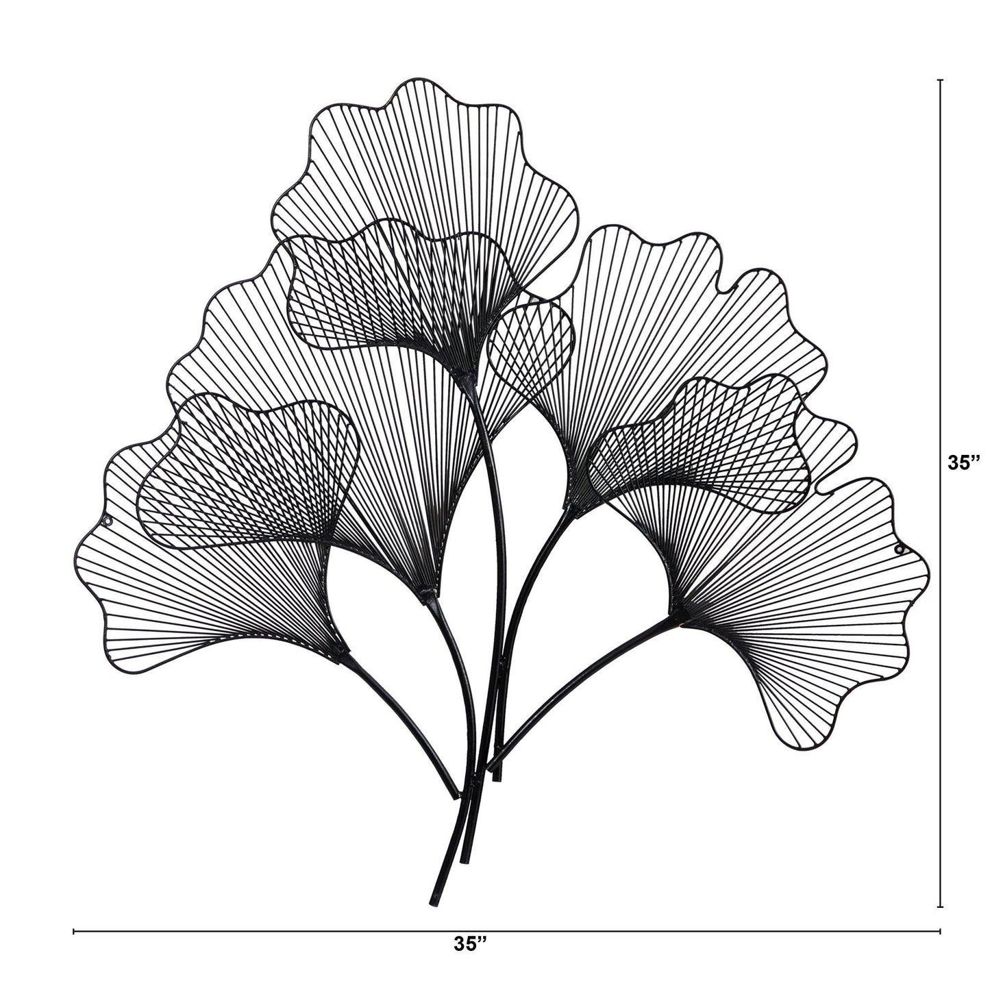 35” Modern Ginkgo Leaf Metal Wall Art Decor