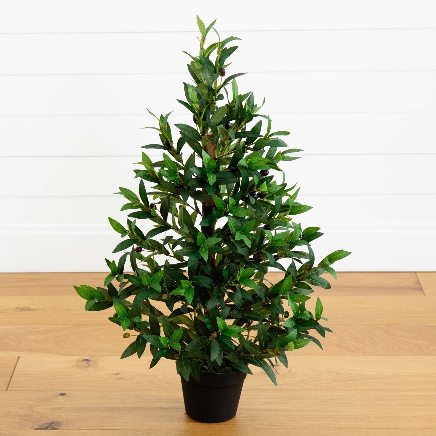 Árbol topiario artificial de cono de olivo de 35" resistente a los rayos UV (interior/exterior)