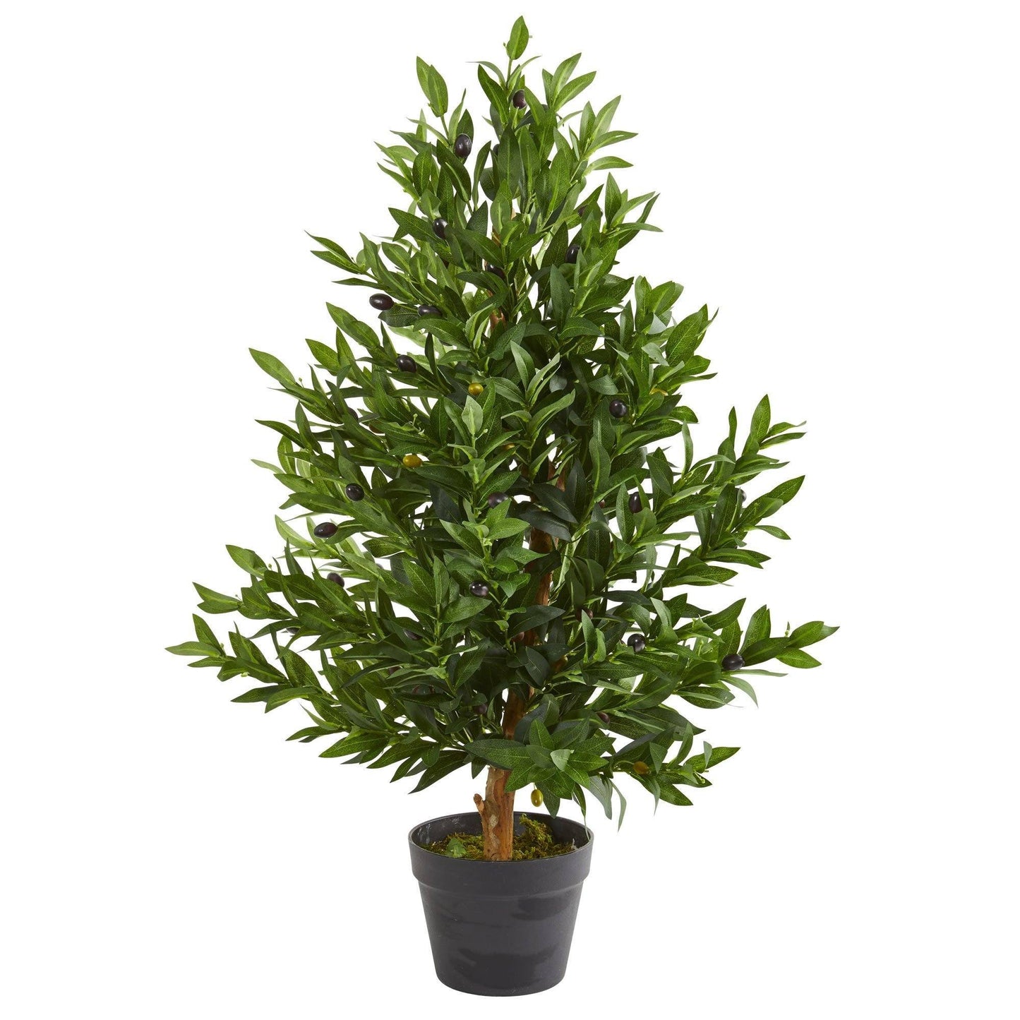 Árbol topiario artificial de cono de olivo de 35" resistente a los rayos UV (interior/exterior)