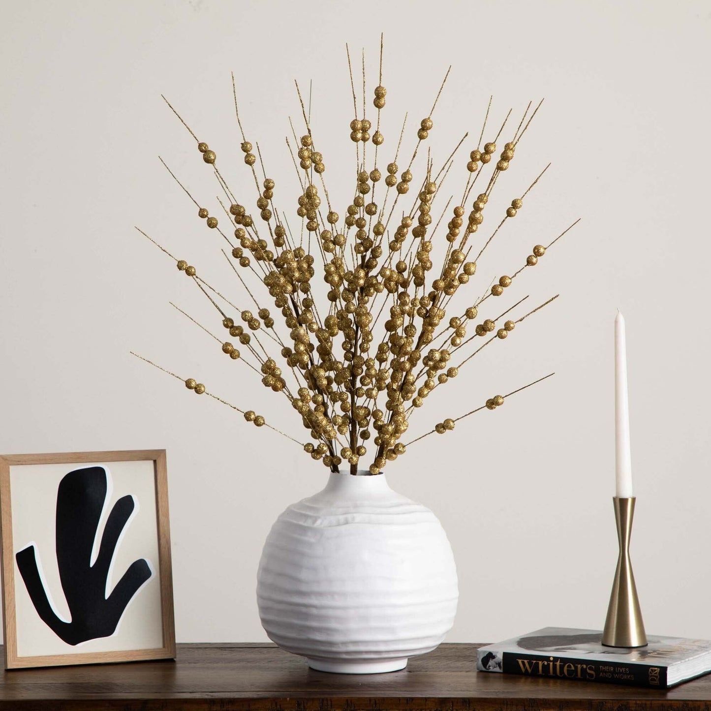 36" Artificial Gold Berry Stem - Set of 3