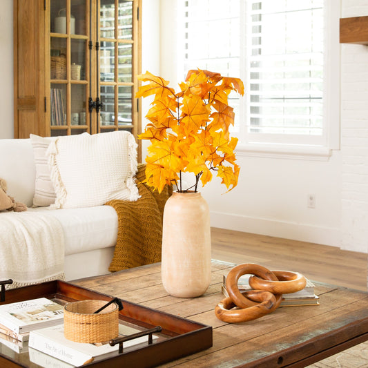 38” Autumn Maple Leaf Artificial Flower (Set of 6) - Yellow - Nearly Natural