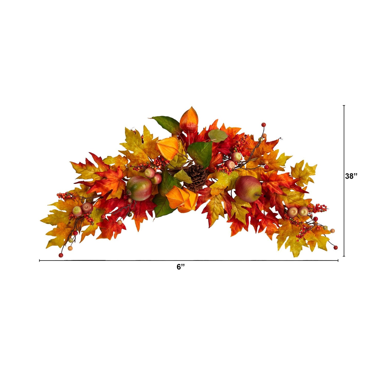 Guirlande artificielle de baies en feuille d'érable d'automne de 38 po