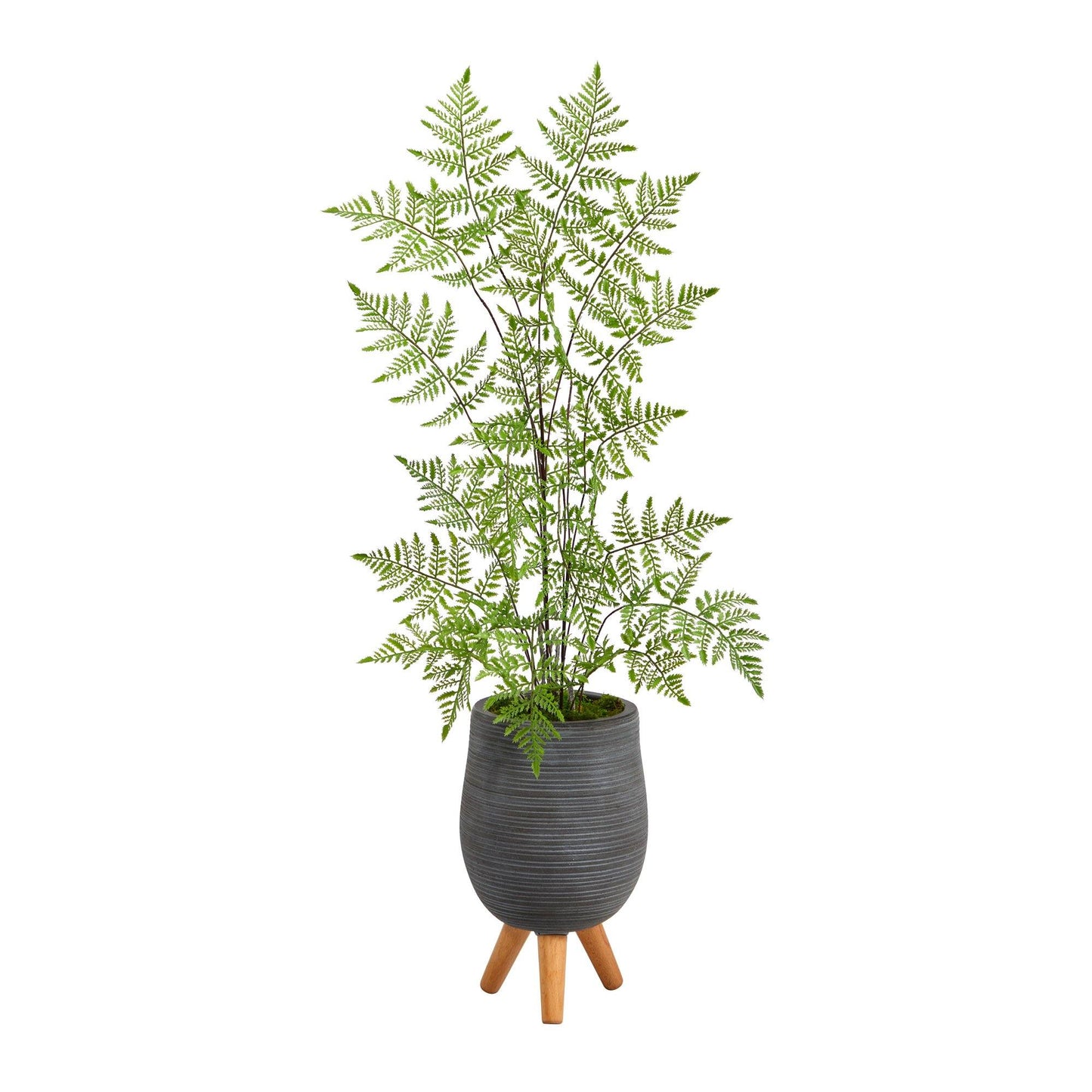 39” Ruffle Fern Artificial Tree in Gray Planter with Stand