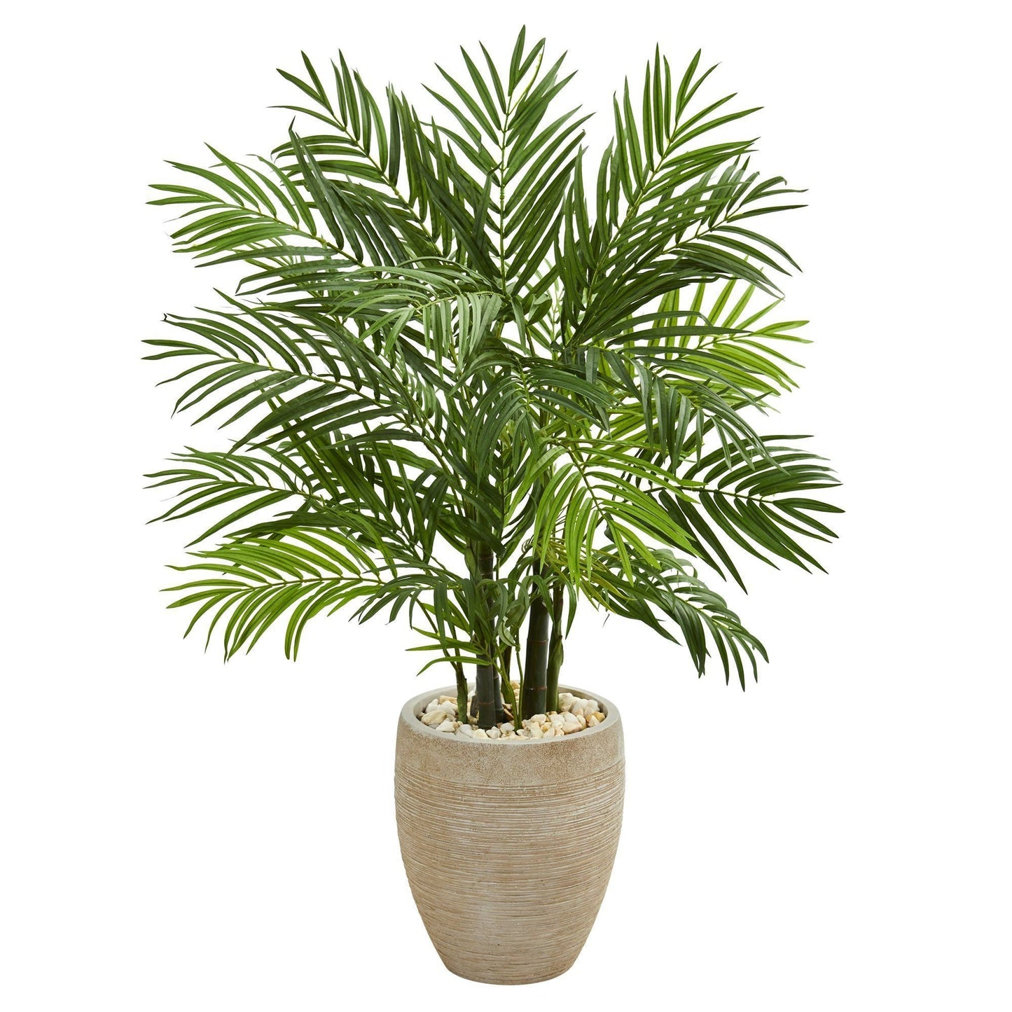 Palmier artificiel Areca de 4 pi dans une jardinière couleur sable