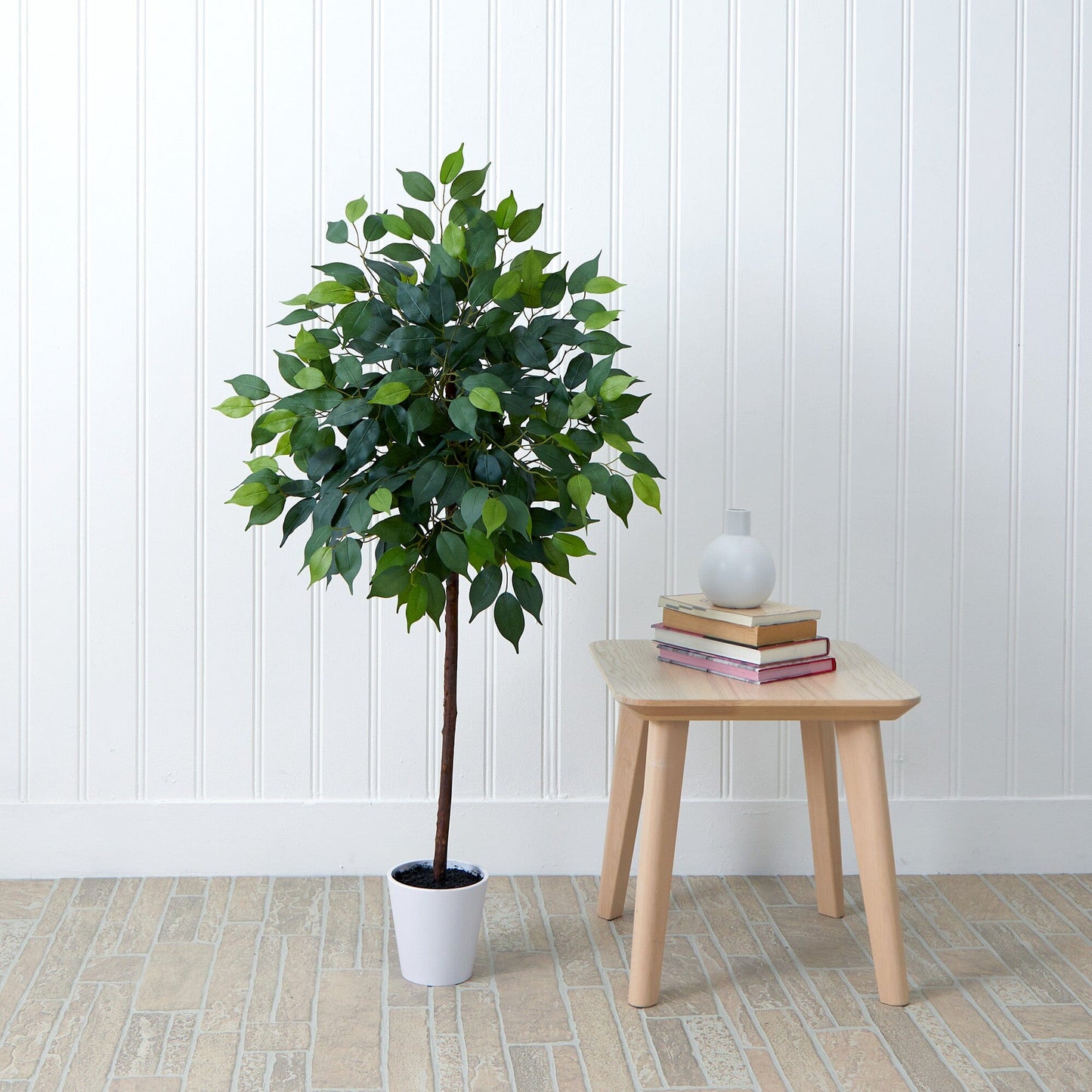 Ficus artificial de 4 pies con jardinera decorativa