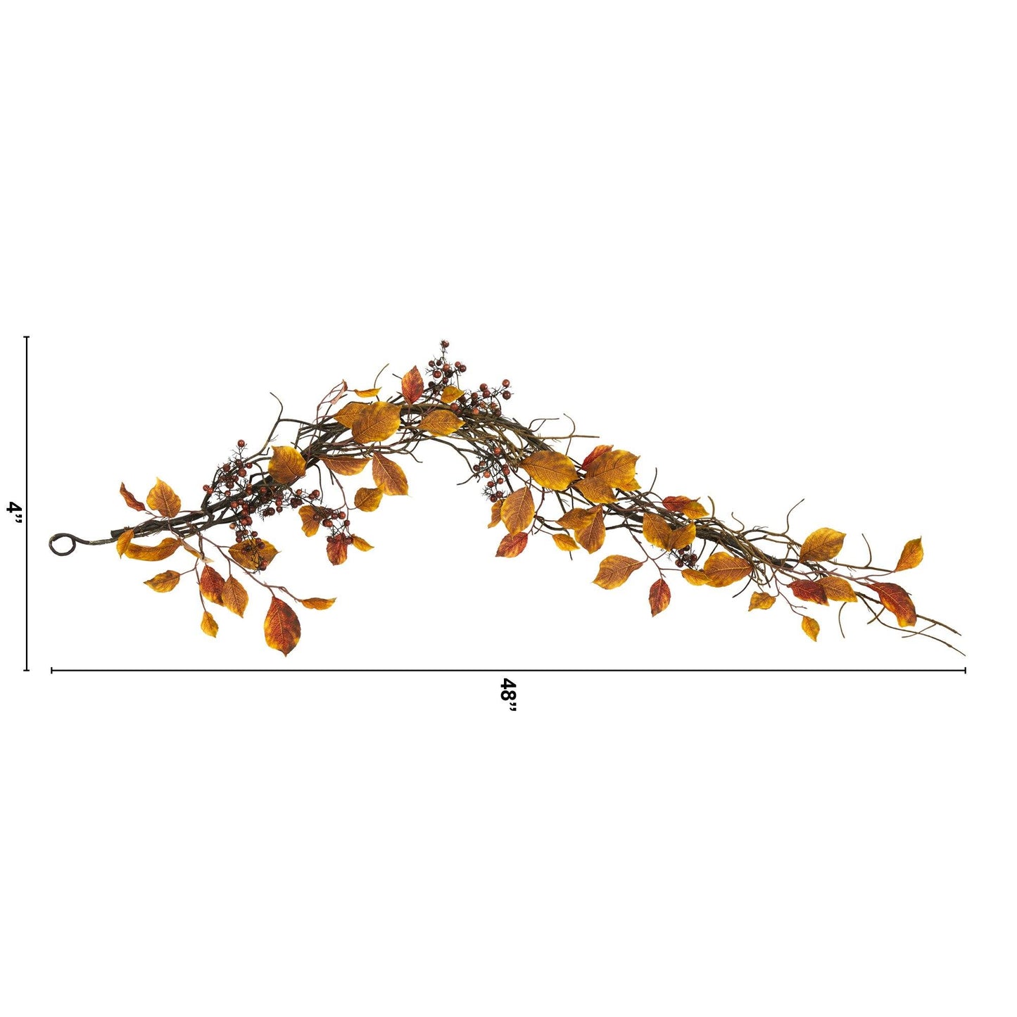 Guirlande artificielle de 4 pi de feuillage d'automne, de baies et de brindilles