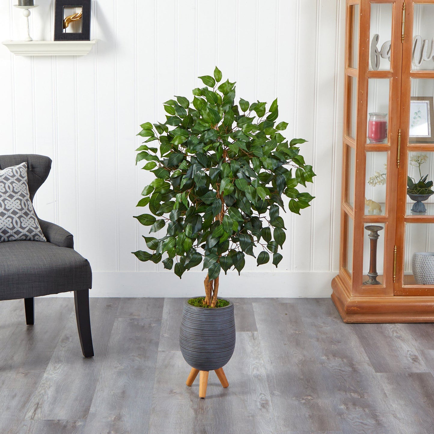 4’ Ficus Artificial Tree in Gray Planter with Stand