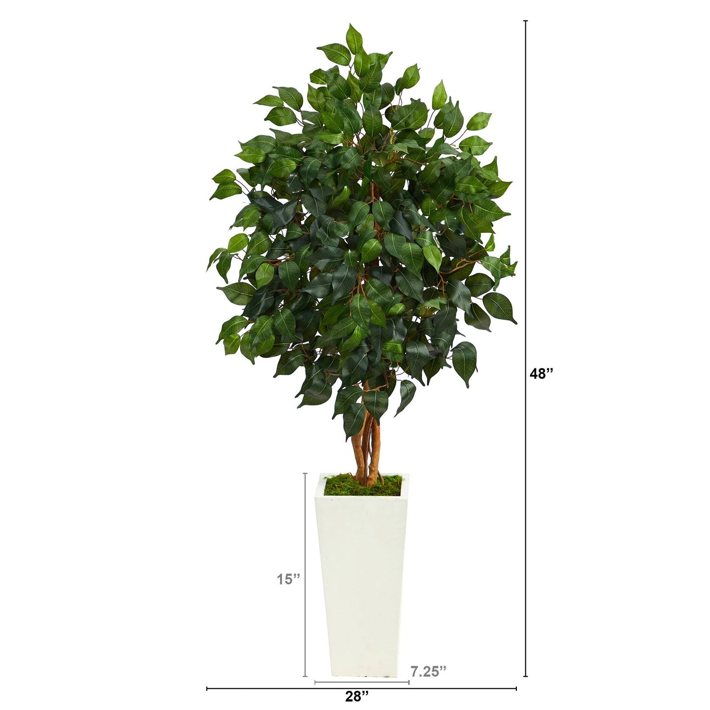 4’ Ficus Artificial Tree in White Tower Planter