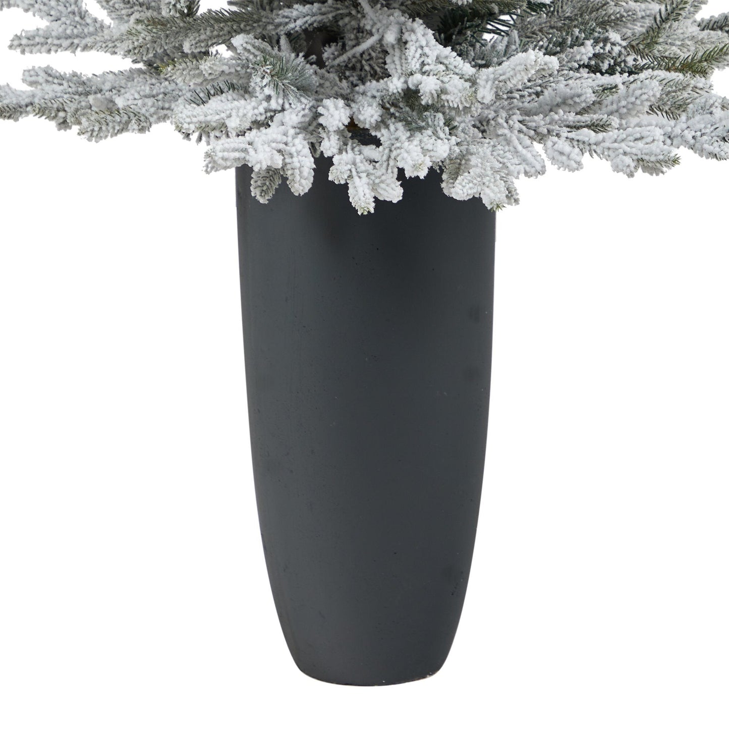 Árbol de Navidad artificial de abeto de Fraser flocado de 4 pies con 200 luces blancas cálidas y 481 ramas flexibles en maceta gris