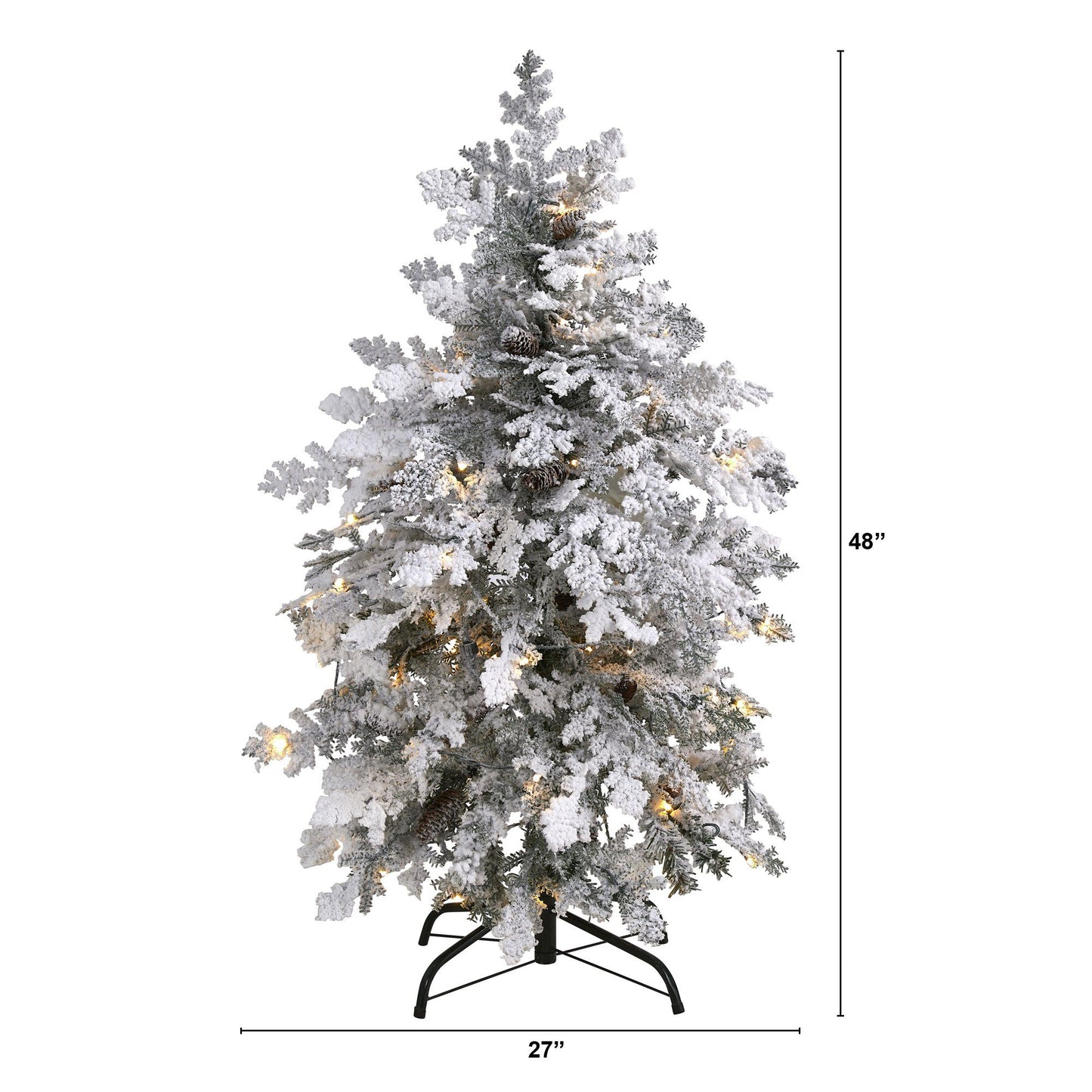 Sapin de Noël artificiel en épicéa du Montana floqué de 4 pi avec 70 lumières LED transparentes